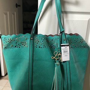 NWT Wilson Leather large teal green tote